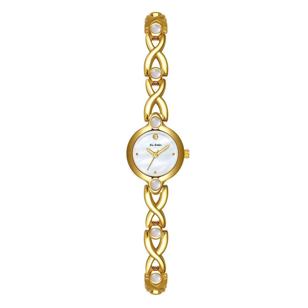 Ladies Watch Elegant Retro Round Black Gold Shell Dial Fashion Casual Gold Watches For Woman Gift Fashion Accessory