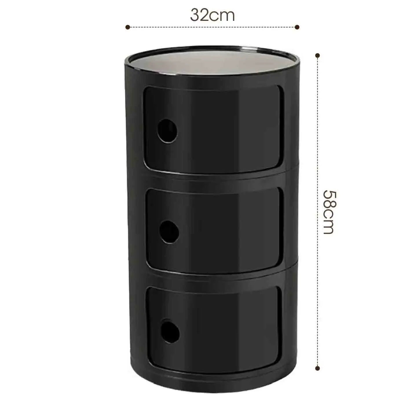Plastic Round Bedside Nightstand with Drawers Practical Storage Box Cabinet Nightstand Chic Decor for Bedroom Living Room