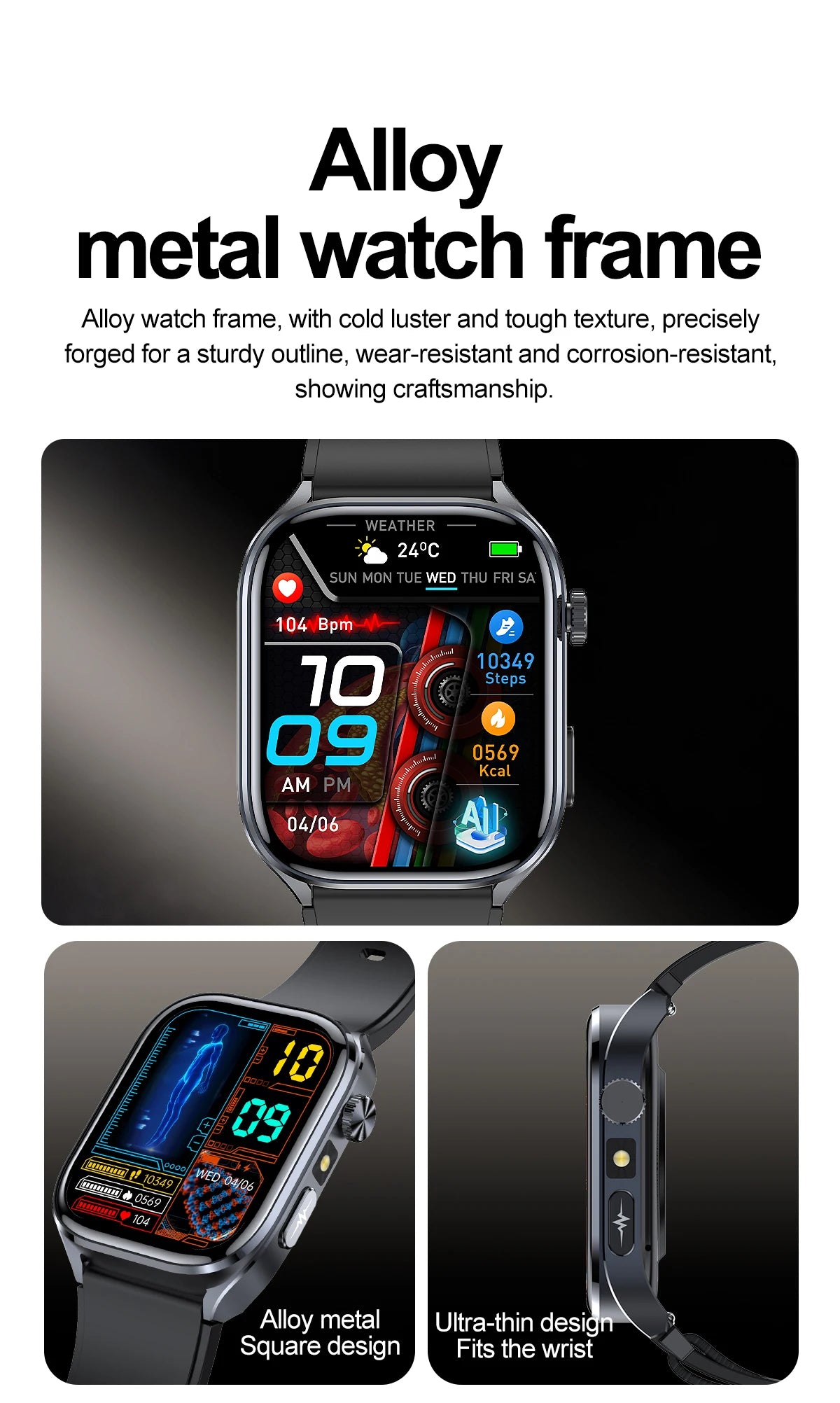 2026 New AI Health Care Accurate detection ECG SmartWatch Blood Pressure lipids Uric Acid Analysis Bluetooth Call Smart Watches