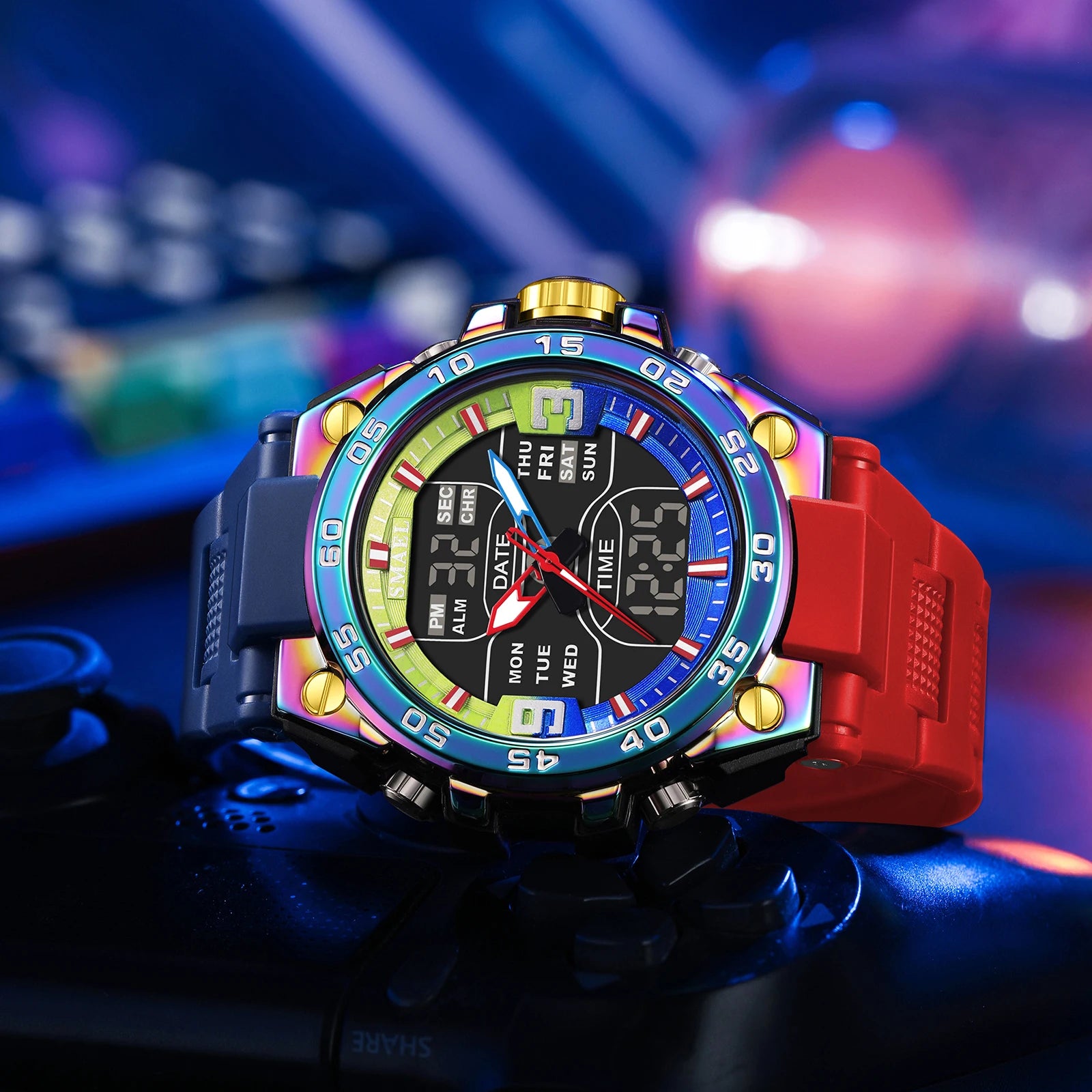 SMAEL Sports Watches 50M Waterproof Quatz Watches Mental Shockproof Men's Wristwatch Dual Time Alarm Clock  8138 Military Watch
