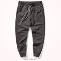 Autumn Winter American Retro Knitted Velvet Embroidery Sweatpants Men's Fashion Pure Cotton Loose Drawstring Sport Casual Pants