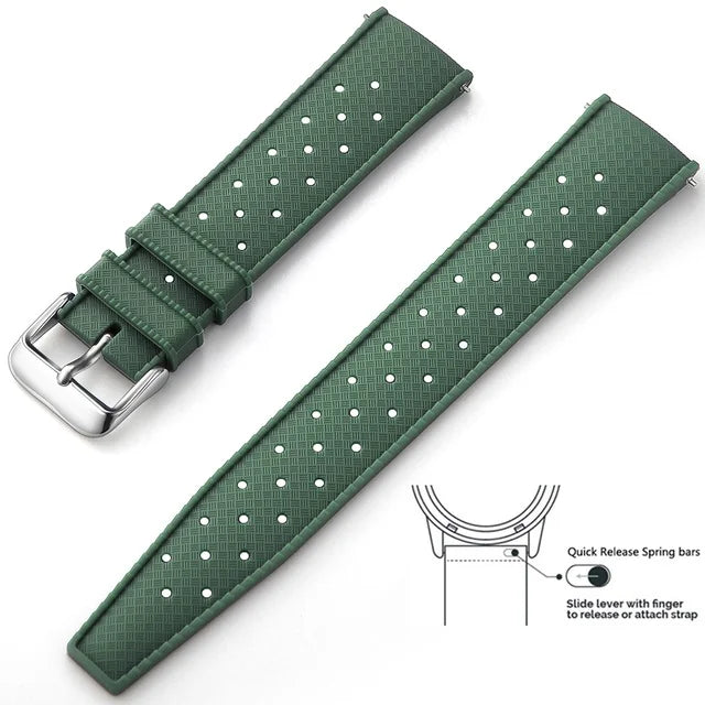 20mm 22mm Quick Release New Tropical TPU Rubber Strap Flat Head Universal Watch Band Ventilate Silicone Tropic Bracelet