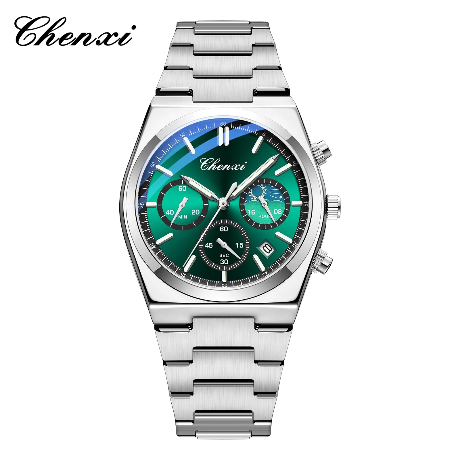Men's Watches CHENXI 2025 High Quality Sports Chronograph Date Quartz Wristwatch Men's Watch Stainless Steel Waterproof Luminous