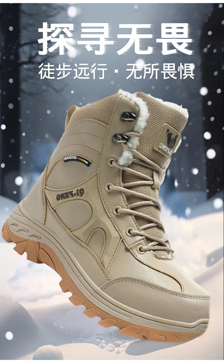 New Men Winter Outdoor Hiking Boots Plus Size 47 Snow Boots Men Training Work Boots Waterproof Slip-Resistant Keep Warm Fashion