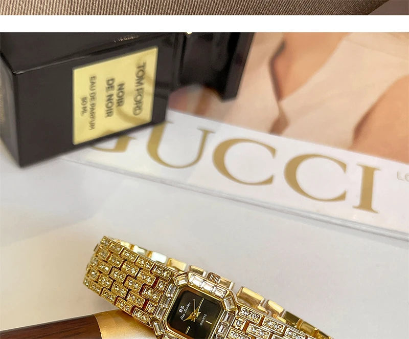 BS Bee Sister Ladies Watches Luxury Diamond Watch Square Bracelet Quartz Wristwatches Fashion Casual Watches Gift Women