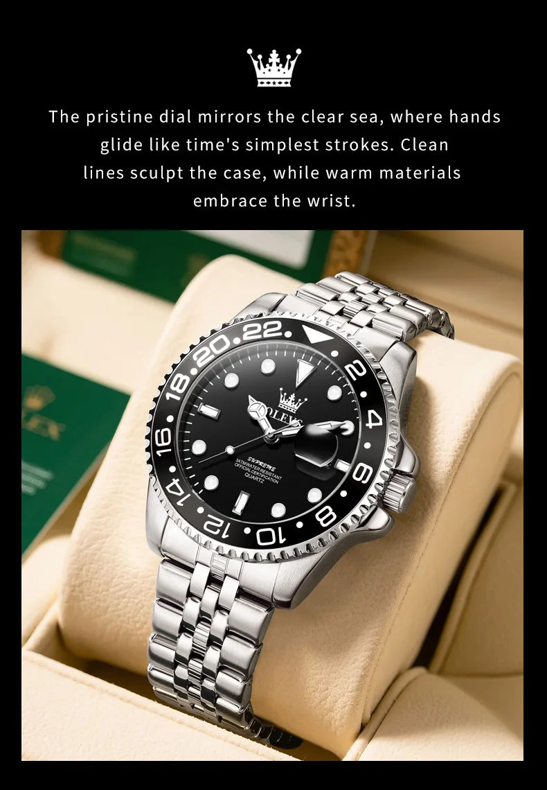 OLEVS 5657 Mens Watch Original Stainless Steel Date Quartz Watch Waterproof Luminous Sports Watches For Man Box Gifts Reloj