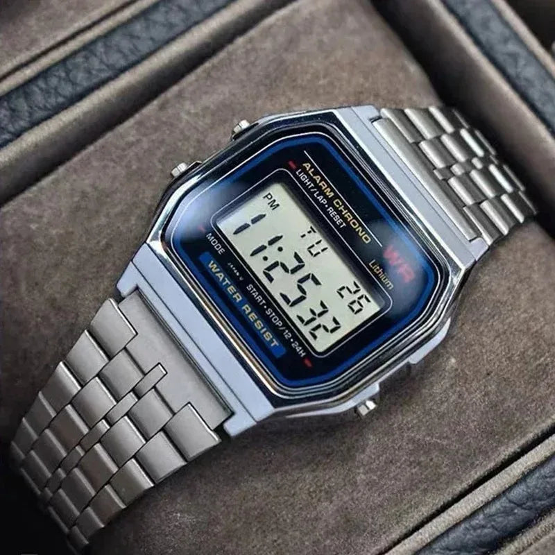 Luxury LED Digital Watches for Men Stainless Steel Gold Sliver Electronic Watch Fashion Business Mens Watch relogios masculino