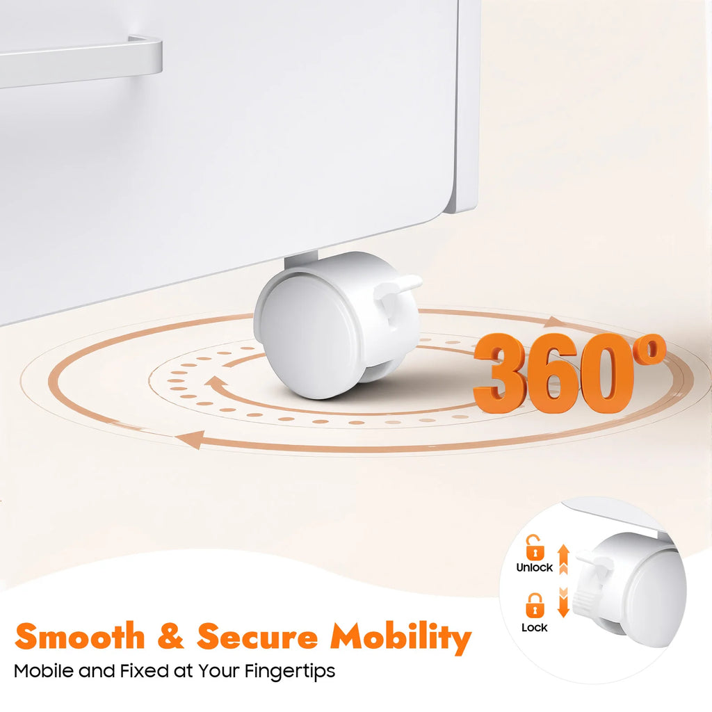 Portable Beauty Salon Foot Bath Trolley Pedicure Manicure Foot Rest with Massage Function Foot Spa Table White