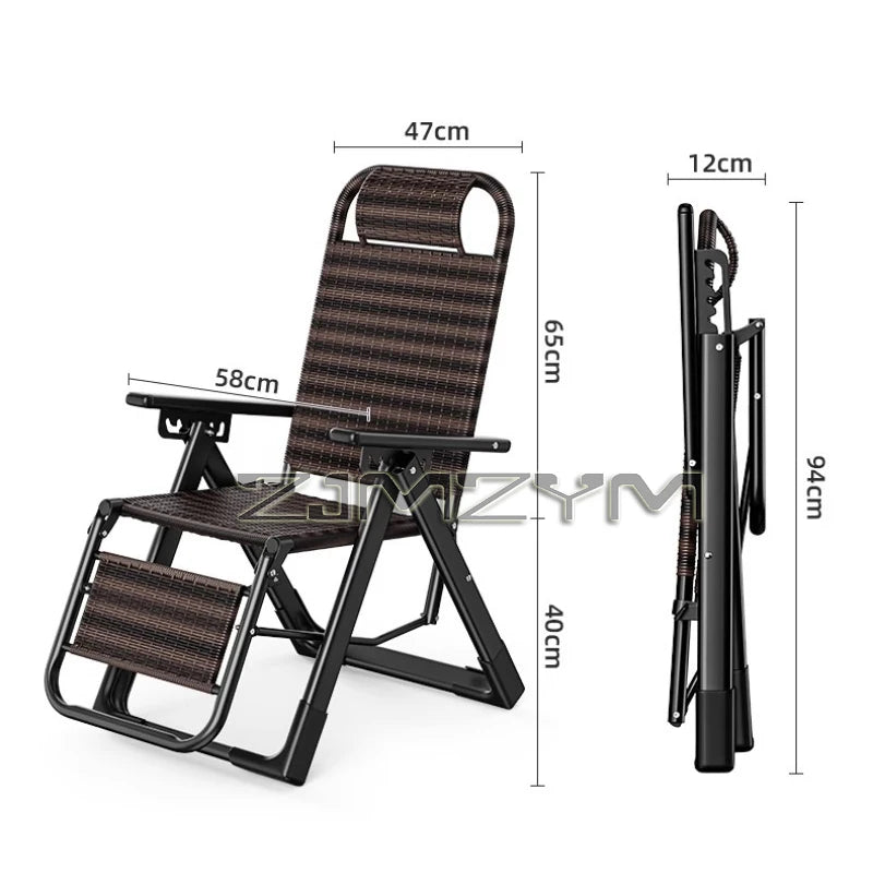 Folding Adjustable Backrest Recliner Comfortable Armchair Patio Nap Balcony Home Leisure Rattan Seating Lounge Chair