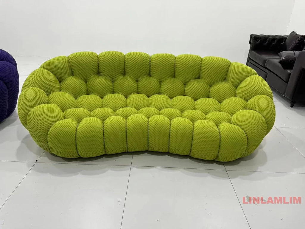 Linlamlim Modular Cloth Football Couch Contemporary Cloud-Shaped Sofa Fabric Curved Designer Sofa Set for Living Room or Office