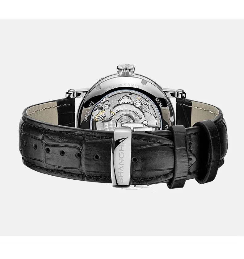 Shanghai Watch Men's Automatic Mechanical Watches 42mm Luminous Watch Sapphire Calendar Watch 5Bar Waterproof Wristwatch S8924
