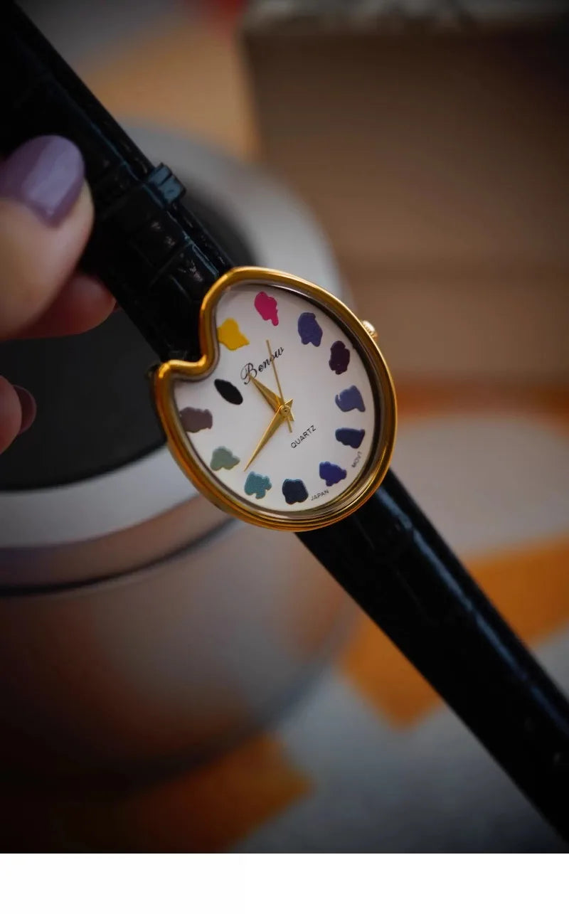 2026 Hot Sale Retro Niche Art sketching board Design Leather Quartz Square Exquisite and Versatile Pointer Watch 29mm