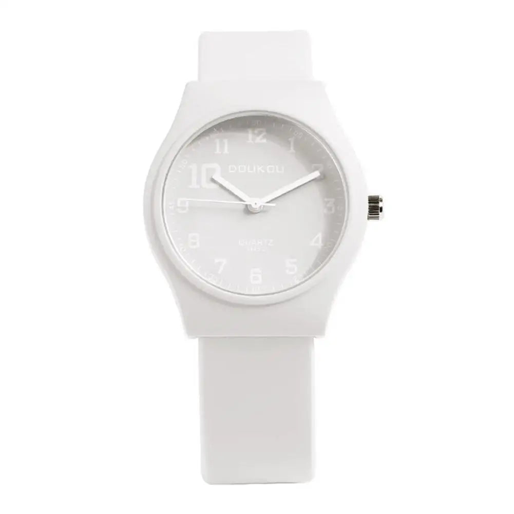 Summer Candy Colors Watch Korean Women Circular Quartz Watches Trendy Ladies PU Leather Watch Luxury Simple Wristwatch Clock