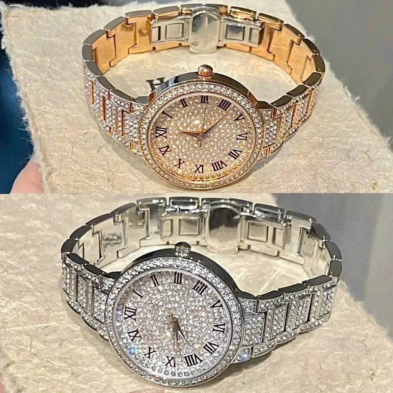 New Luxury Diamond Watch for Women Elegant Brand Quartz Steel Bracelet Watches Ladies Zircon Crystal Fashion Wristwatch Clock