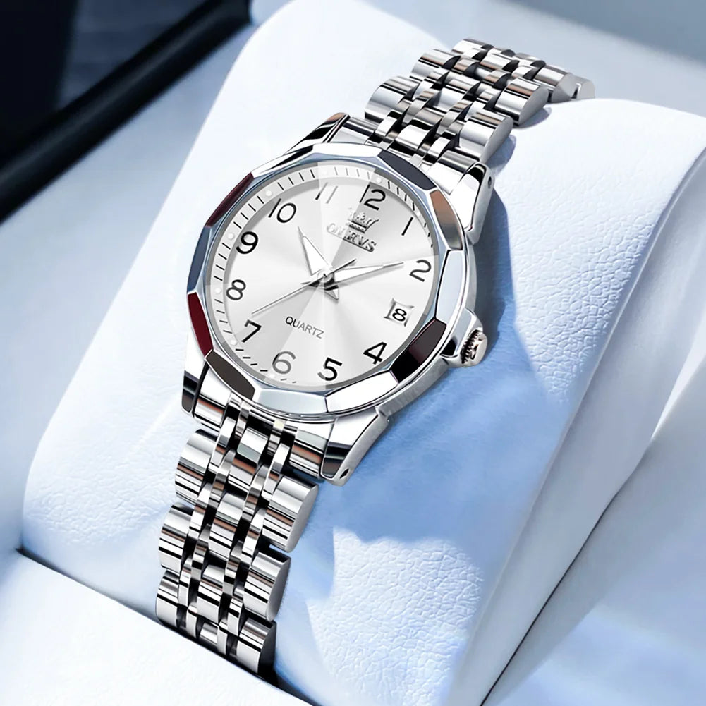 OLEVS 9931 Elegant Fashion Women's Watches Luxury Brand Original Quartz Watch forLadies Waterproof Stainless Steel Luminous Date