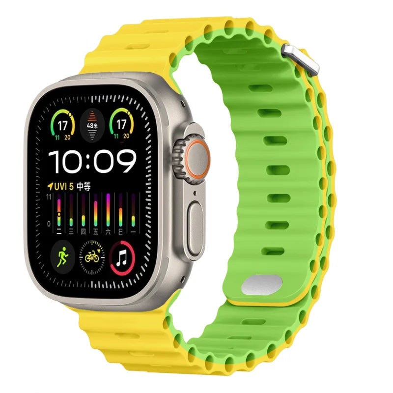 Ocean strap For Apple Watch Ultra 3 2 1 Band 49mm 11 10 9 8 7 46mm 45mm 41mm Silicone Wristband iWatch 6 5 4 SE3 44mm 40mm 42mm
