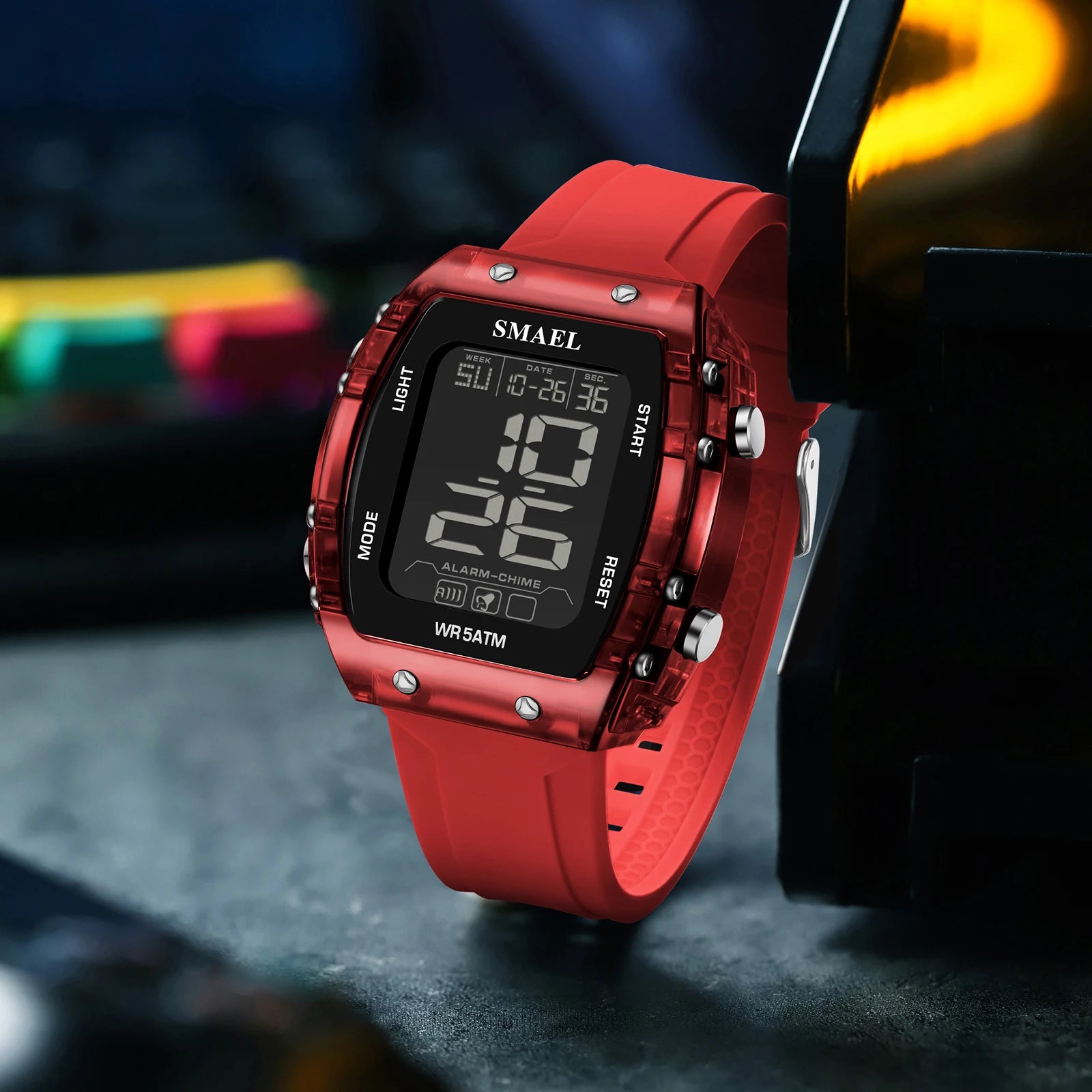 SMAEL Watches for Women LCD Digital Movement Silicone Strap Clock Fashion Trend Waterproof Sport Electronic Wristwatches Female