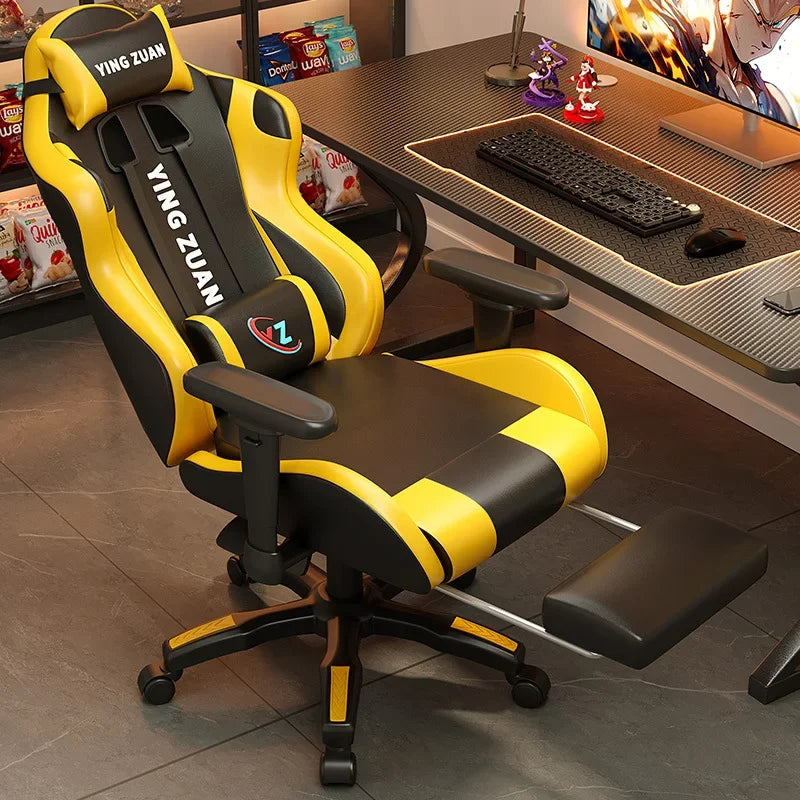 AOLIVIYA Game Chair Ergonomic Bedroom Office Computer Chair Lifting Rotating Armrest with Pedal Student Study Chair