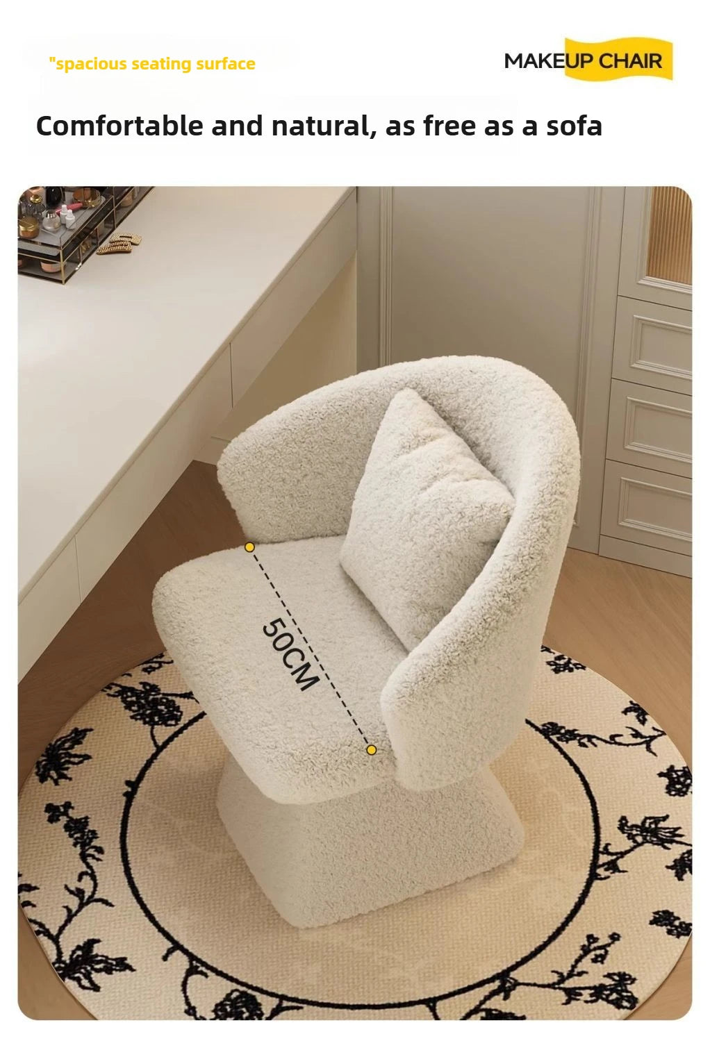 Dressing Table Chair, Rotatable Makeup Stool, Female Bedroom Princess, Light Luxury Nail Salon, Beauty Salon, Reception Chair