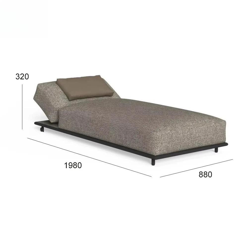 Wood Outdoor Sunbed | Modern Adjustable Backrest Pool Daybed for Hotel & Villa Use