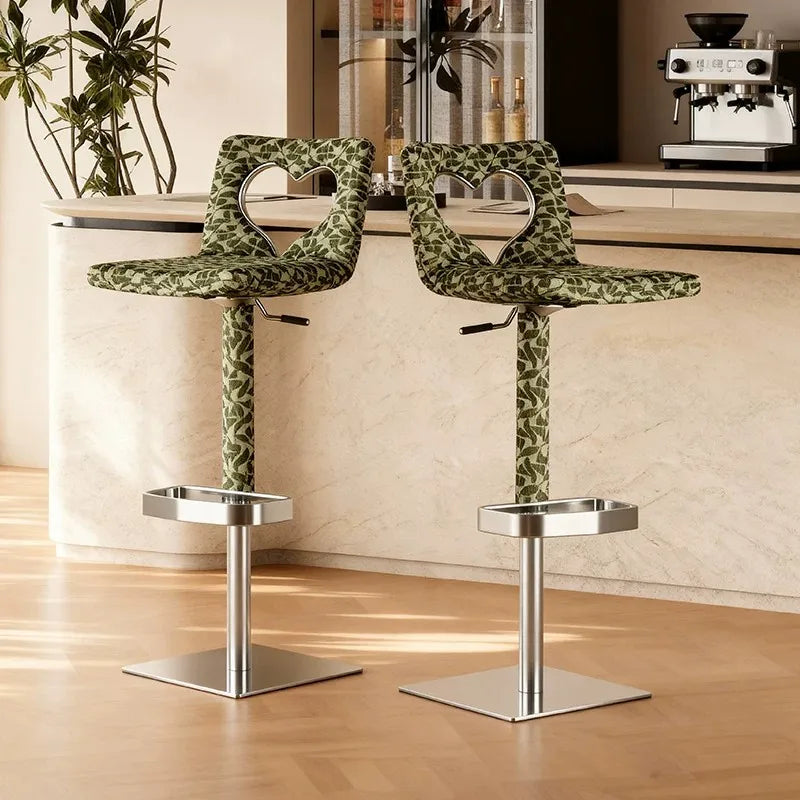 Minimalist Italian-Style Bar Stool by Xiaomujin, Suitable for Designer Villas, Living Rooms, and Dining Rooms, Dopamine Island Chair, Adjustable Height High Stool