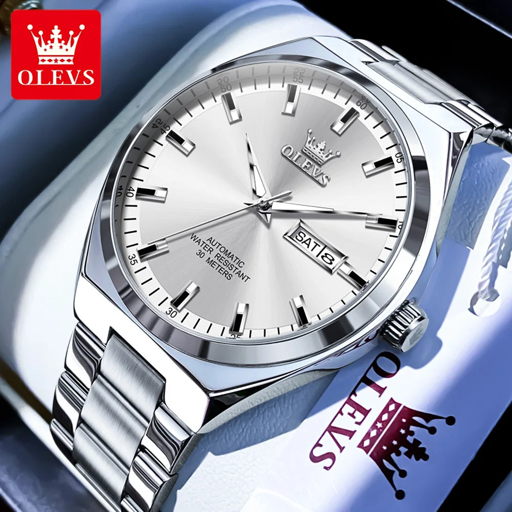 OLEVS 9907 NEW Business Watch for Men Fully Automatic Mechanical Movement Classic Date Week High-end Luxury Wrist watch for Men