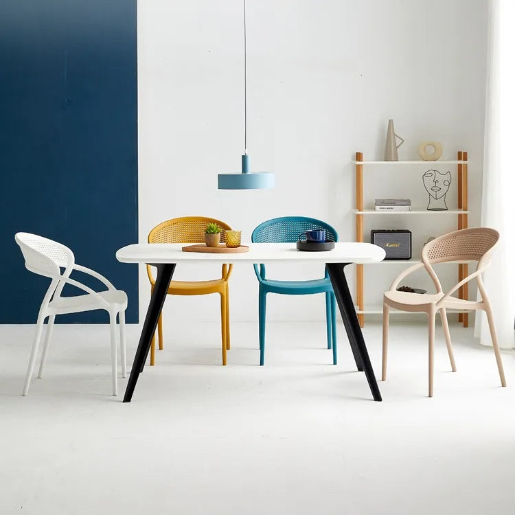 Plastic Chair Backrest, Home Thick Backrest Chair, Casual Nordic Minimalist Dining Chair, Restaurant Chair, Outdoor Armchair
