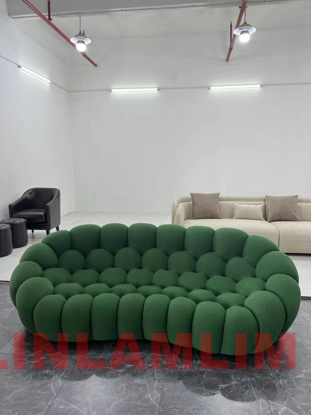 Linlamlim Modular Cloth Football Couch Contemporary Cloud-Shaped Sofa Fabric Curved Designer Sofa Set for Living Room or Office