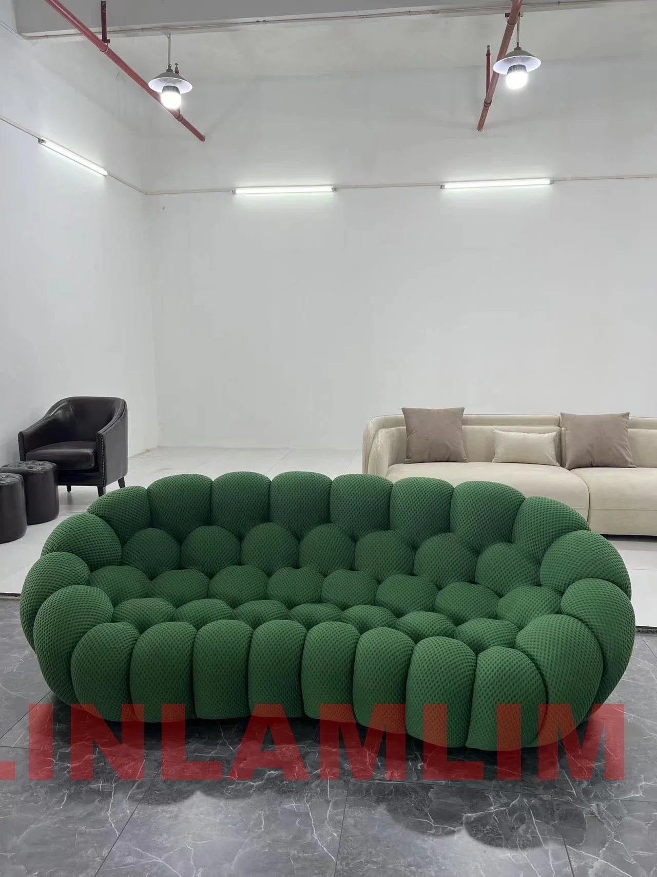 Linlamlim Modular Cloth Football Couch Contemporary Cloud-Shaped Sofa Fabric Curved Designer Sofa Set for Living Room or Office