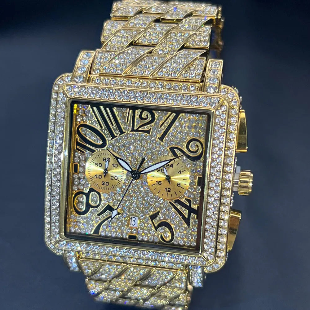 New MISSFOX Luxury Diamond Watch For Men Fashion lce Out  Big Face And Band Wristwatch Bling Hip Hop Style Jewelry Dropshipping