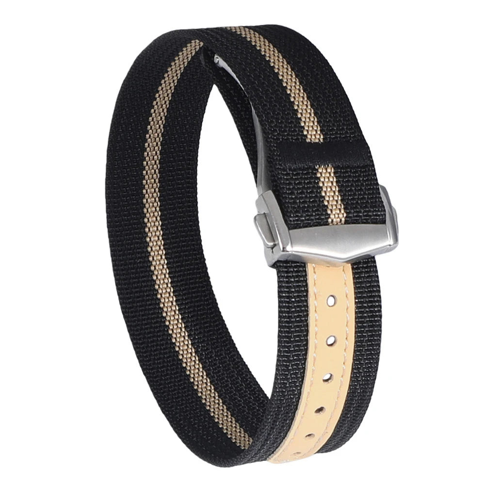 Premium Ribbed Watch Band Deployant Clasp Nylon 20mm 22mm Watch Strap for Omega Folding Buckle Watchband Sport Wristband For Men