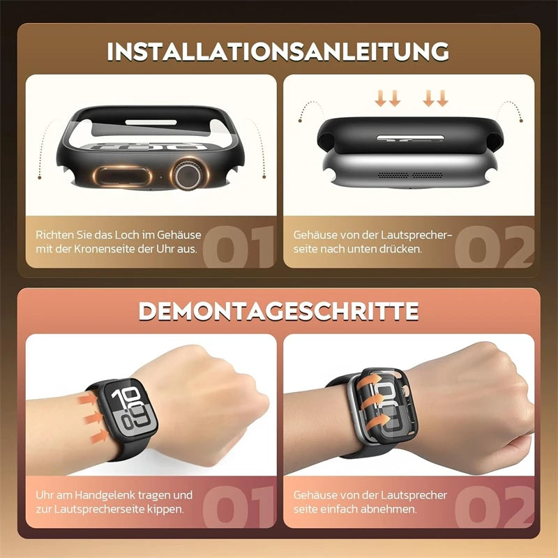 Glass+Cover For Apple Watch 46mm 44mm 40mm 49mm 41mm 45mm 42mm Accessorie Screen Protector iwatch series Ultra 11 10 9 SE 8 7 6