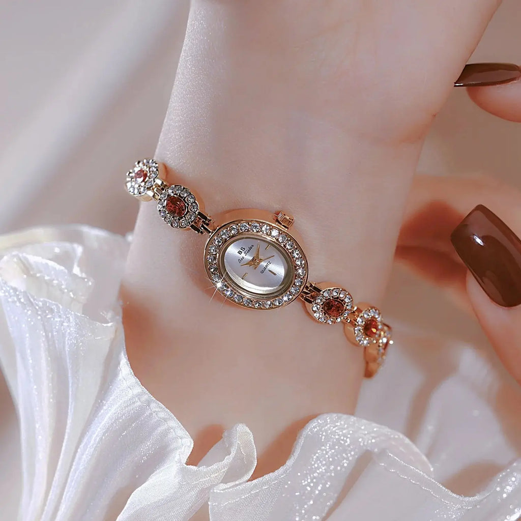 Colorful Diamond Luxury Women's Watch Elegant Bracelet Wristwatch Waterproof Quartz Hand Clock Gifts For Girlfriend