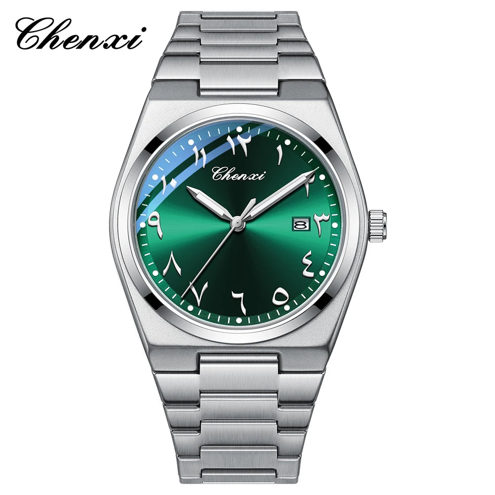 CHENXI Eastern Arabic Numerals Men's Wristwatch Business Casual Luminous Watches for Men Calendar Waterproof Quartz Man Watch