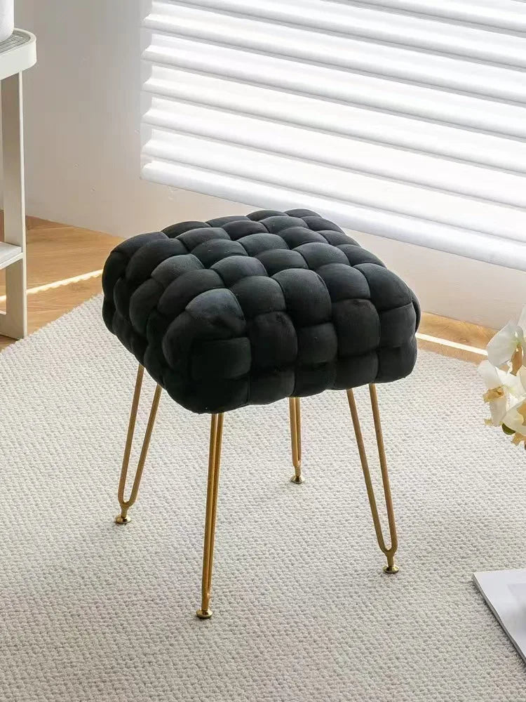 Upholstered Accent Side Chair Makeup Vanity Chair Low Velvet Stool for Dining Room Bedroom Living Room Ottoman Bench