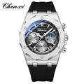 CHENXI Sports Multi-functional Silicone Man Watch Calendar Waterproof Quartz Men Watches Chronograph Moon Phase Men's Wristwatch