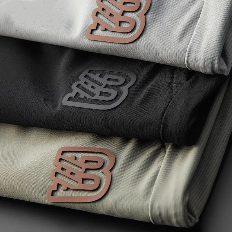 Luxury brand men's letter printed casual pants 2024 summer new ice silk comfortable and breathable casual pocket sports pants