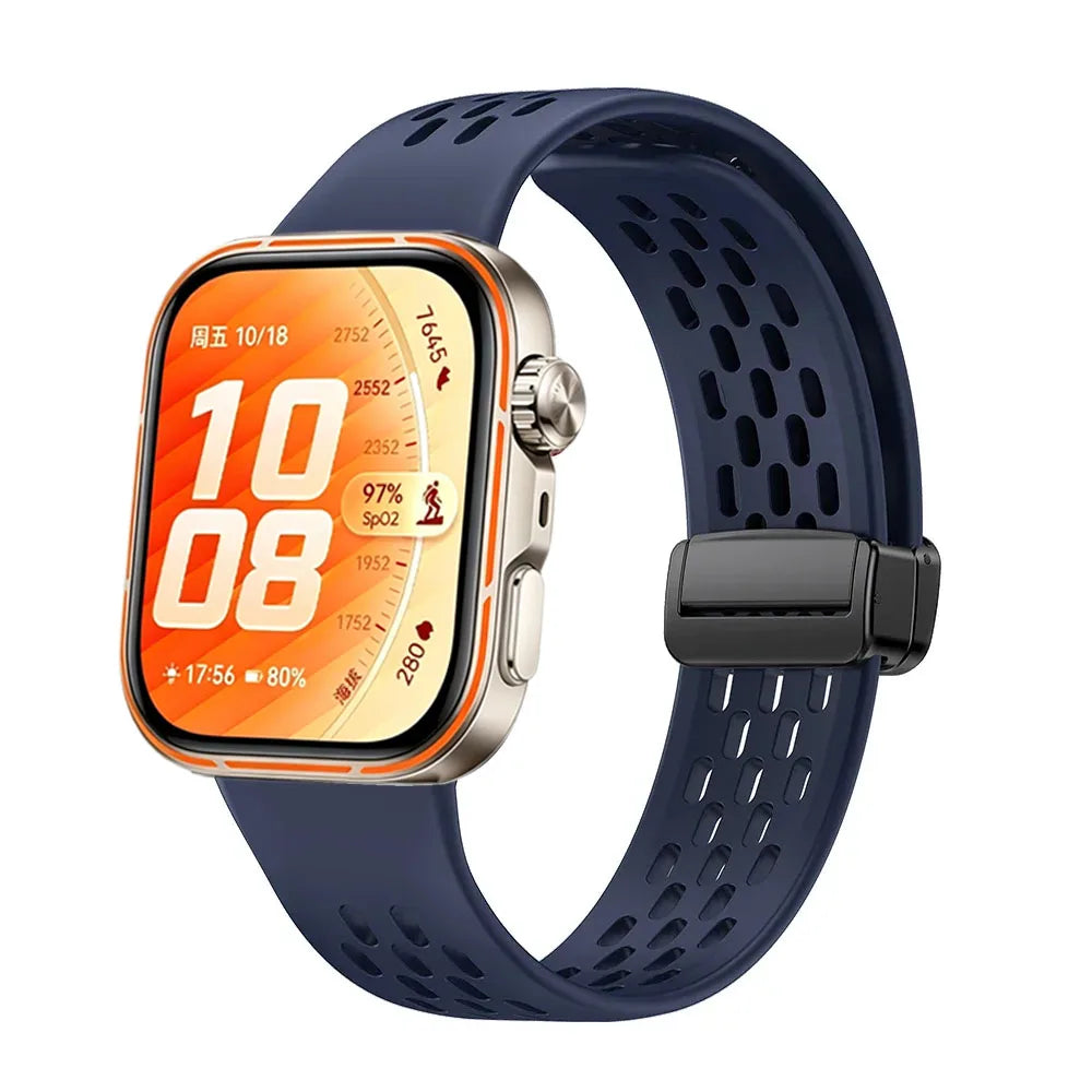 Original Silicone Strap For Huawei Watch Fit 5/4/3 Breathable Replaceable Magnetic Bracelet Band For Huawei Watch Fit 4/5 Pro