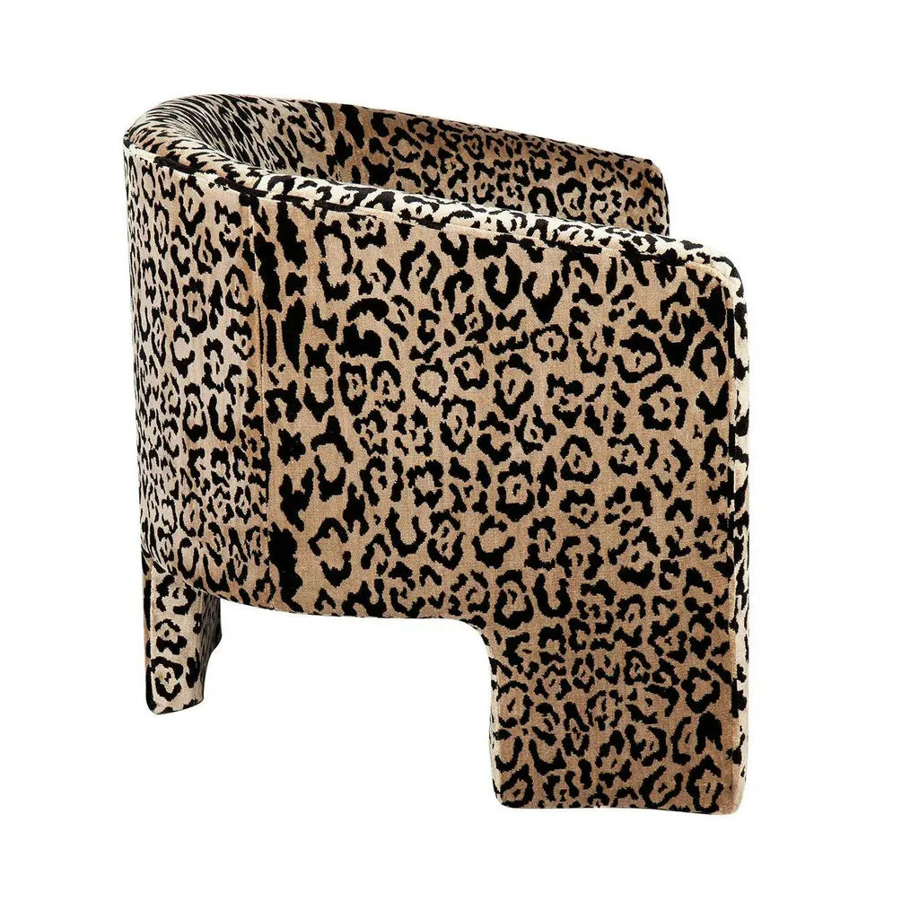 #Art Deco Animal Print Leopard Chenille Fabric Design Tear Armchair Living Room Wooden Accent Chair Unique Salon Chairs for Sale