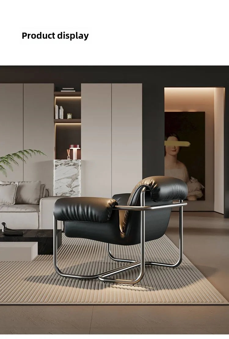 Nordic Dining Chair,leisure Chair,light Luxury Armchairs,designer Stainless Steel Minimalist Reading Chairs, Balcony Lazy Chairs