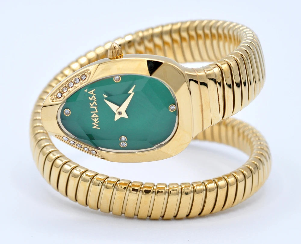 2026 High Quality Gold Diamond Set Snake Shaped Dress Watch Bangle Style Fashionable Unique Brand Same Style Women's Wristwatch