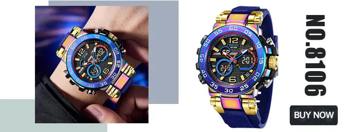 2025 Fashion Men Watches Rectangle Sport Watches Digital 8116 Dual Time Watches 50m Waterproof Electronic Men's Wrist Watches