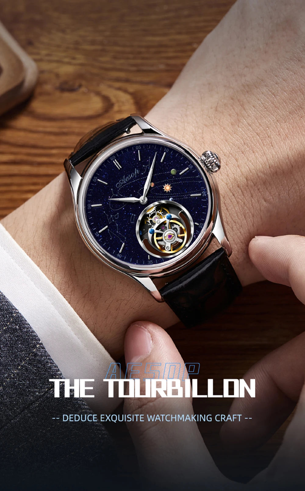 AESOP 7025 Flying Tourbillon Movement Watch Brand For Men Skeleton Mechanical Luxury Watches Wterproof Wristwatches Sapphire