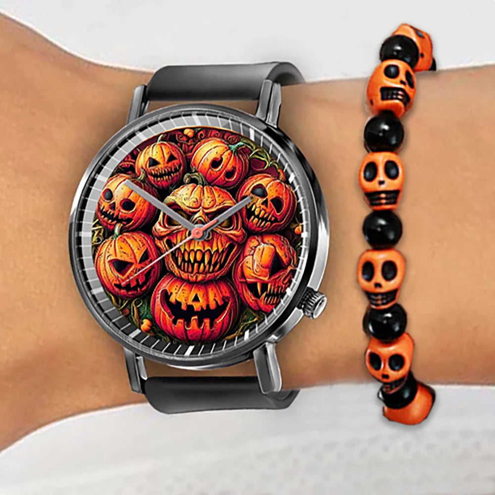Hot 2025 Skull Simple Design Men's and Women's Quartz Watch Casual Silicone Black Women's Fashion Halloween Gift Wristwatch