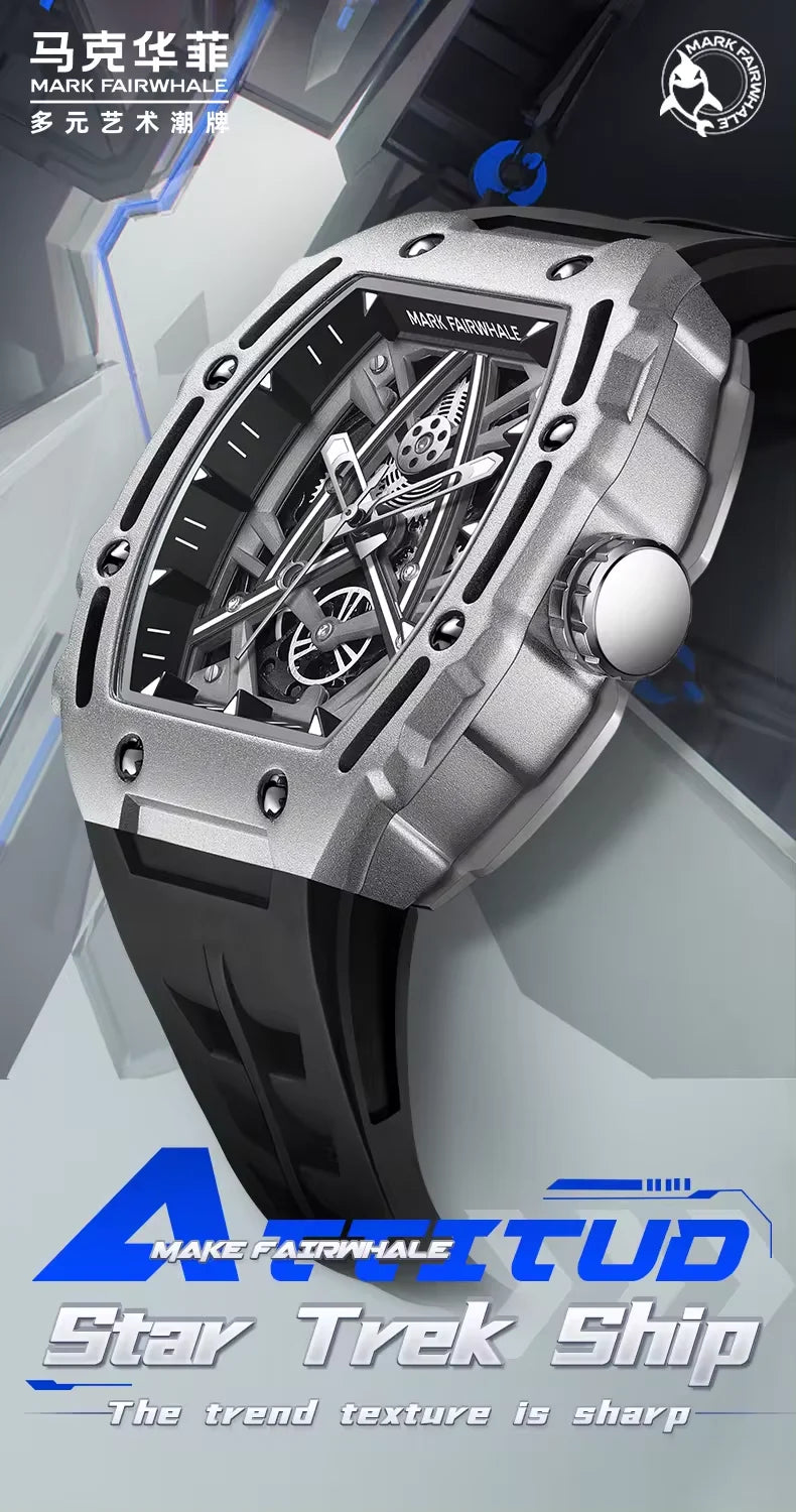 2023 New Automatic Mechanical Watches Mens Luxury   Brand Mark Fairwhale Fashion Sports Waterproof Tonneau Mille Wristwatch Mans