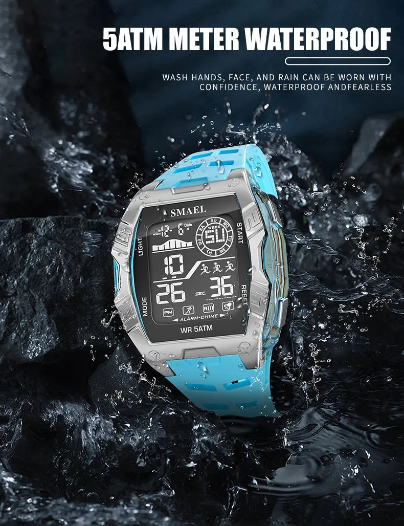 Military Watches Smael relojMen Watch 2025 New 50M Waterproof  Stopwatch Alarm LED Light Digital Watches 8130 Men's Sports Watch