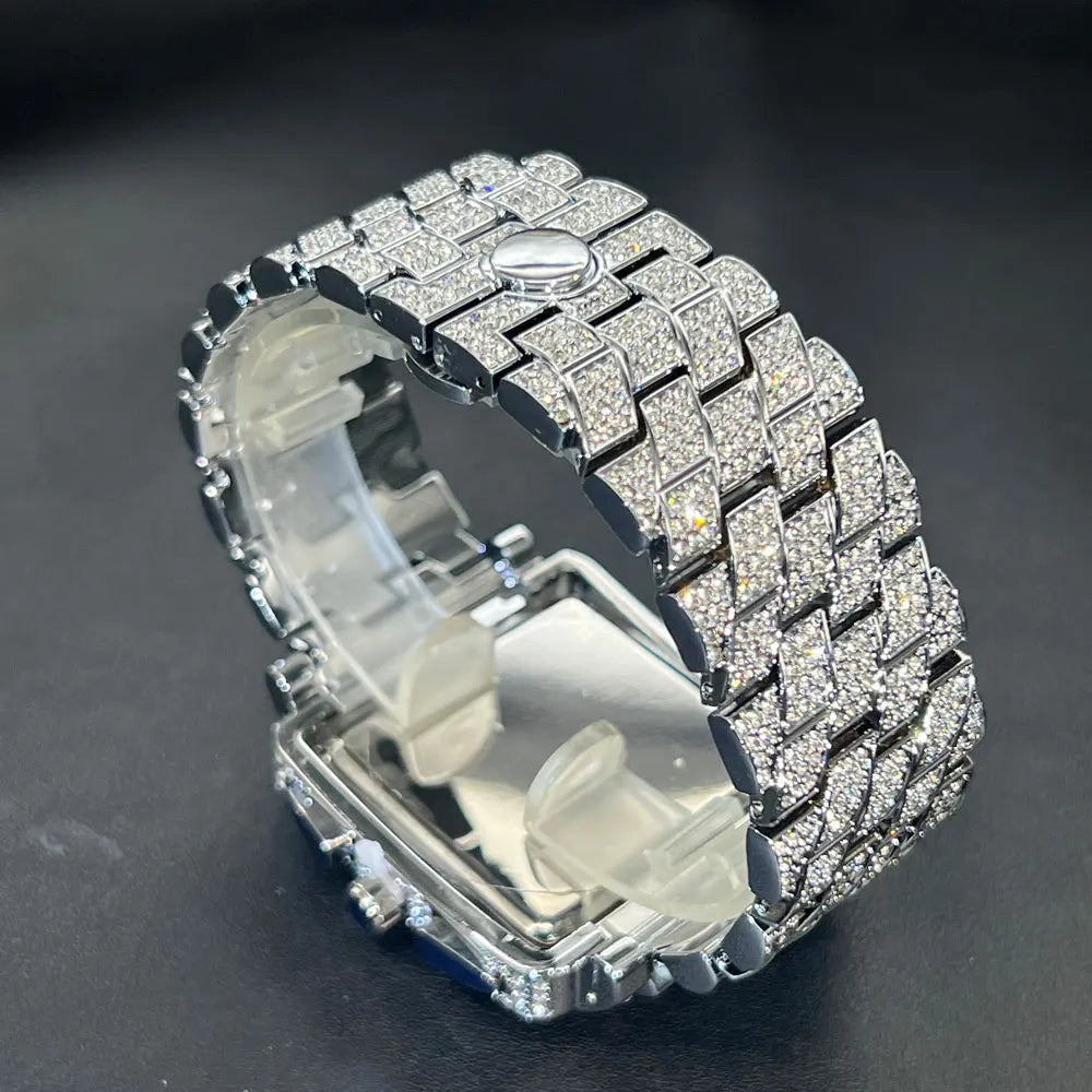 New MISSFOX Luxury Diamond Watch For Men Fashion lce Out  Big Face And Band Wristwatch Bling Hip Hop Style Jewelry Dropshipping