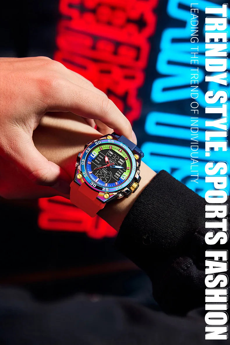 SMAEL Sports Watches 50M Waterproof Quatz Watches Mental Shockproof Men's Wristwatch Dual Time Alarm Clock  8138 Military Watch