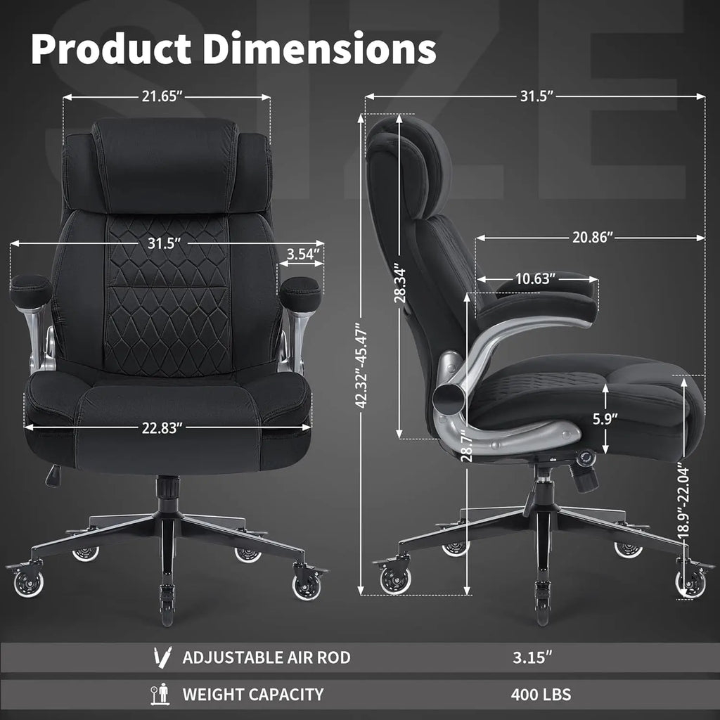High Back Office Chair Ergonomic Computer Desk Chair with Heavy Duty Base Lumbar Support Thick Padded Large Work Chairs