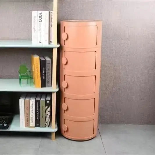 Plastic Round Bedside Nightstand with Drawers Practical Storage Box Cabinet Nightstand Chic Decor for Bedroom Living Room